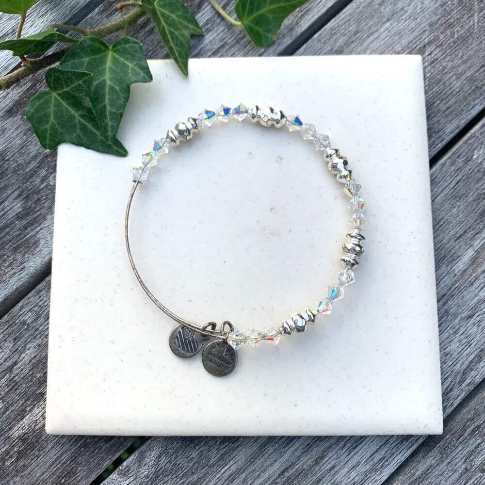 Alex and Ani – Beaded Bangle in Crystal Aurora Borealis Silver Finish Expandable